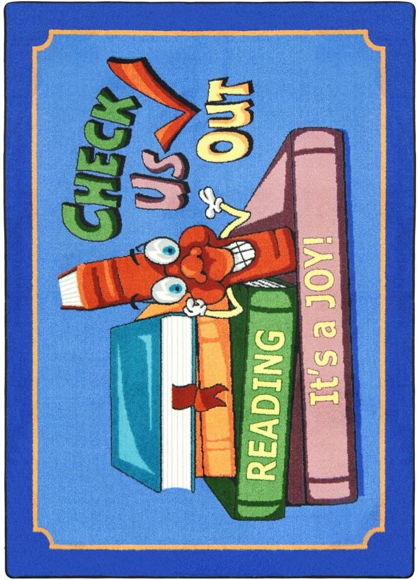 Joy Carpets Check Us Out 7'8" x 10'9" Area Rug in Color Multi