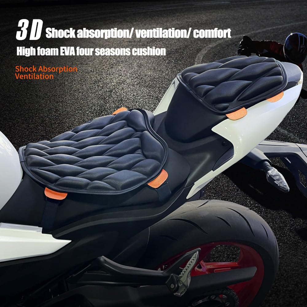 2 Stück Motorrad Sitzkissen für Kawasaki Z900, Universelle Motorrad Sitzbank Abdeckung - Wasserdicht & Anti-Rutsch Atmungsaktiv Schlagdämpfung