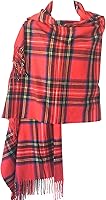 Vista 7 de NY GOLDEN FASHION Bufanda de invierno de gran tamaño para mujer, diseño de tartán escocés, a cuadros, con tacto de cachemira rojo (Red Tartan)
