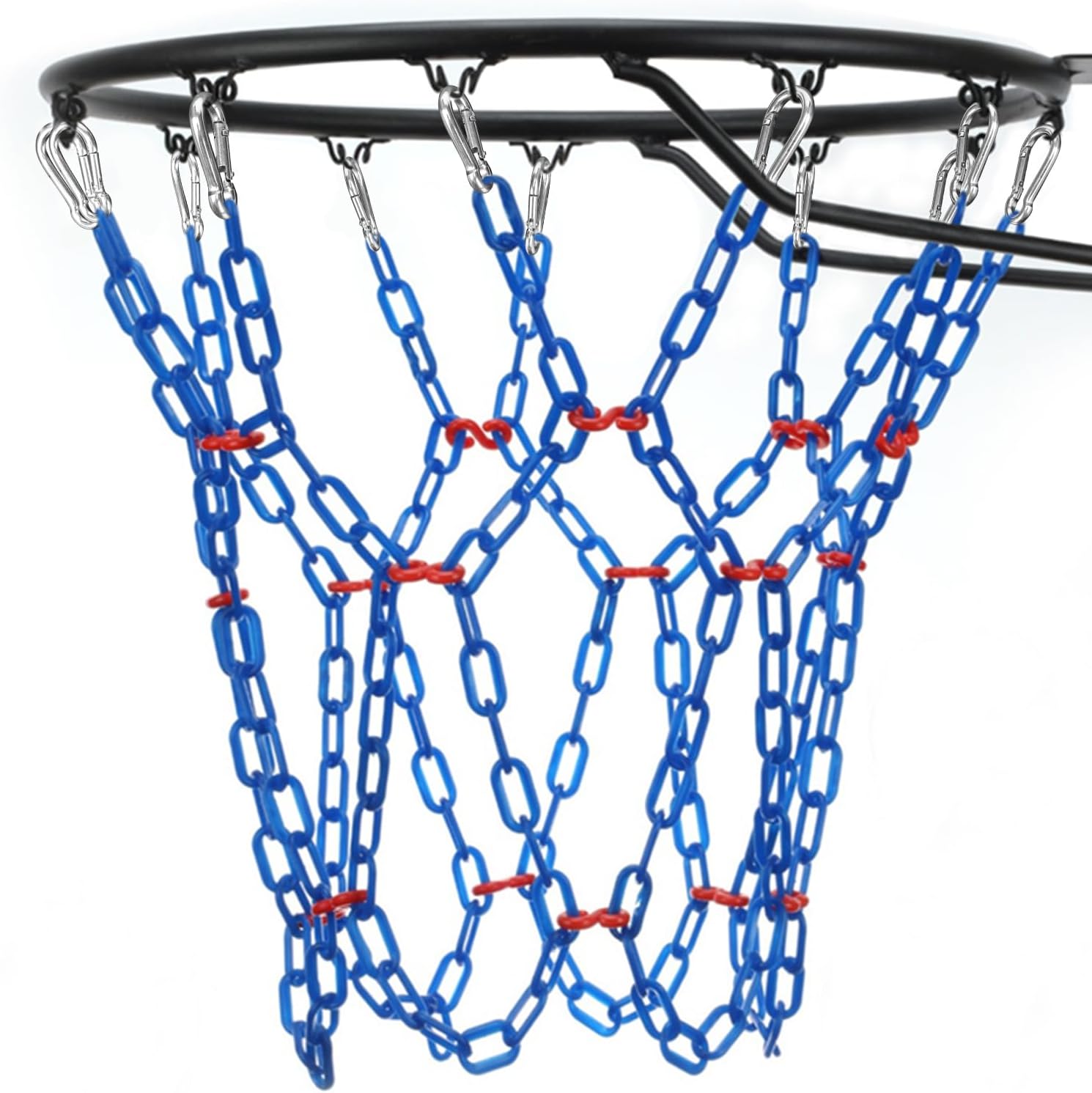 Basketball Net Replacement Heavy Duty,Resin Material, Anti-Rust Use Indoor Outdoor Standard 12-Ring Basketball Hoop
