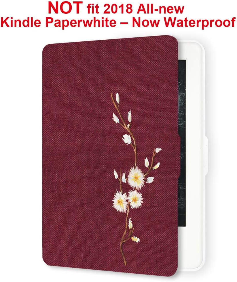 Young me martShell Case for Kindle Paperwhite with Hand Strap - The Thinnest and Lightest Leather Cover Auto Sleep/Wake for Kindle Paperwhite (not fit 2018 All-New Kindle Paperwhite) Daisy-White