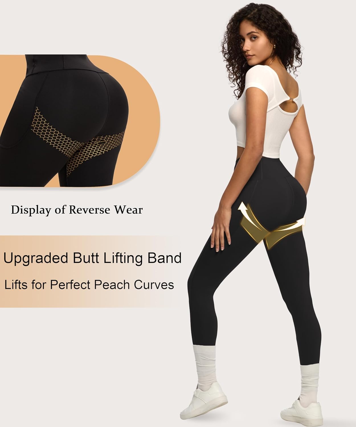 Tummy Control Leggings with Pockets Compression Butt Lifting High Waist Pants for Women - Image 4