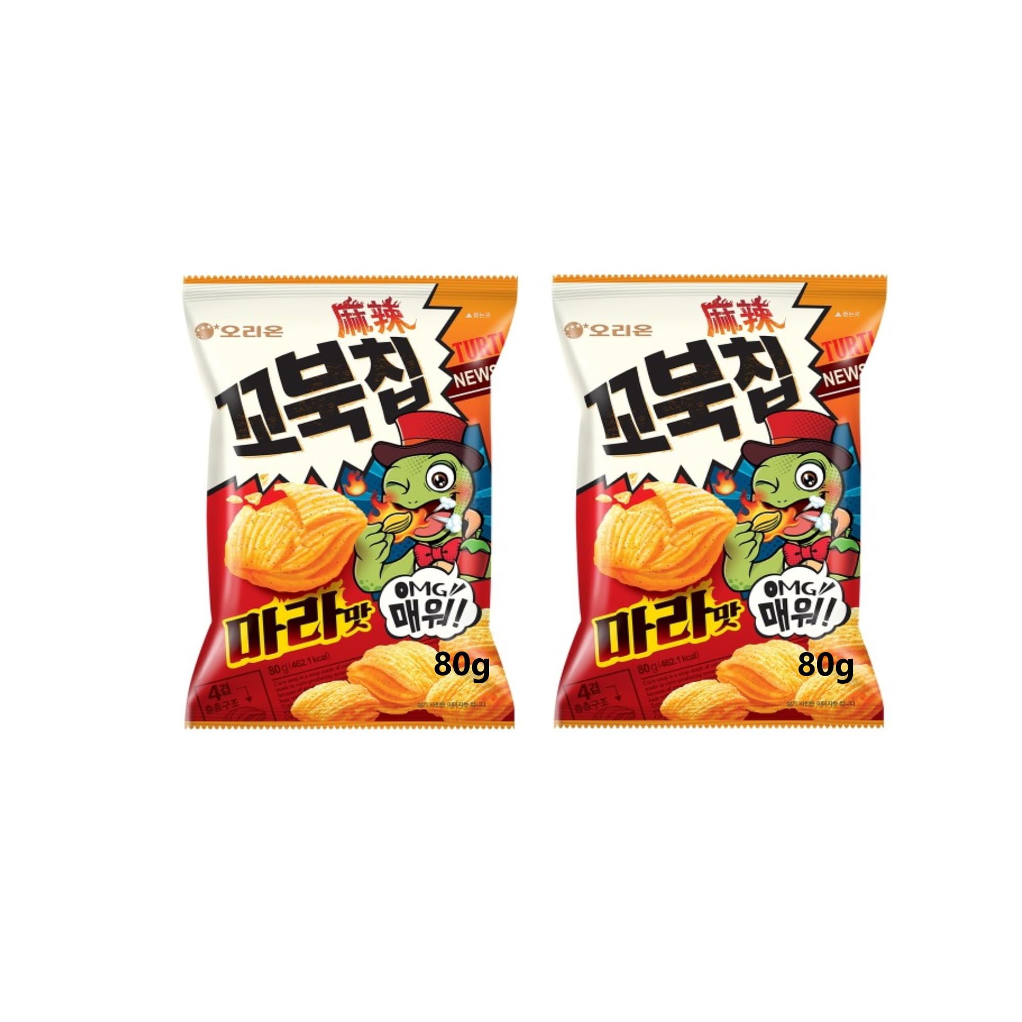 Generic Orion Turtle Chip Spicy Flavors Combination/Netflix Movie Night K-Snack Party Sets / 2024 New Flavors (Mala 80g x 2)