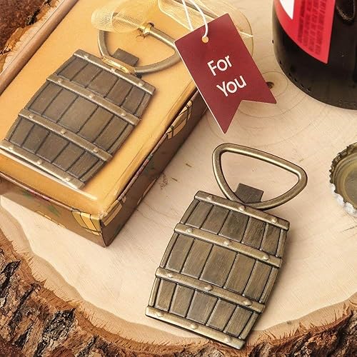 Fashion Craft Abrebotellas de metal con diseño de barril de cervezavino en acabado de latón, talla única, marrón