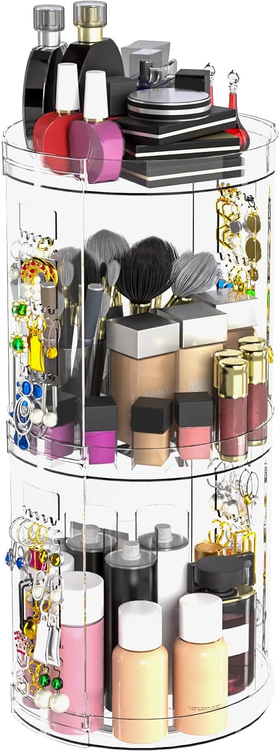 Makeup Storage Rack 360 Rotating Organiser with Multiple Layers for Cosmetics Beauty Products Display Stand Acrylic Makeup Holder