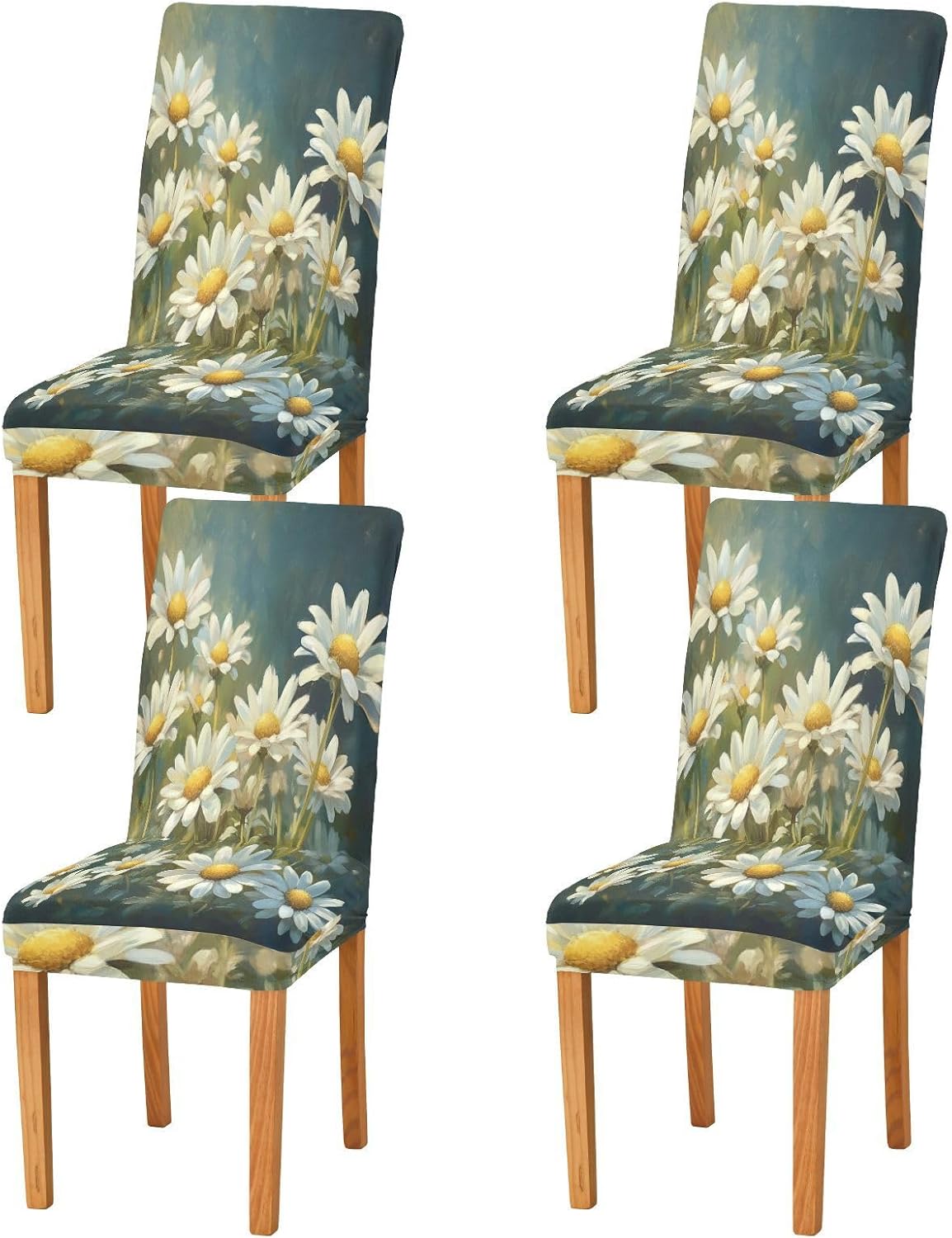 ALAZA Chair Covers for Dining Room, Daisy Blossom Garden Spring Flower Stretch Chair Cover Sets Chair Protector Removable Washable for Ktichen Restaurant Hotel