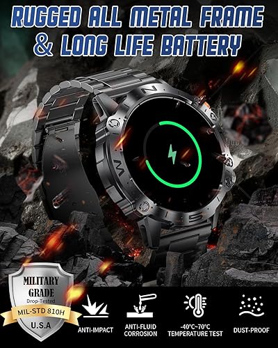 Miniatura 3 de Reloj inteligente militar para hombre con llamada Bluetooth, rastreador de actividad AMOLED de 1.43 pulgadas con monitor de presión
