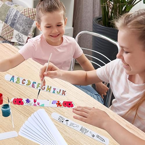 Miniatura 7 de LOMIMOS 42 pulseras en blanco, pulseras de bricolaje, regalos de fiesta para niños, proyectos de manualidades y pintura