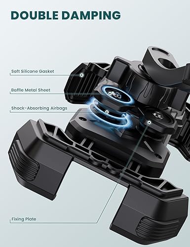 Miniatura 3 de Soporte de teléfono para motocicleta 2025 amortiguador de vibración dual - Soporte de teléfono para espejo retrovisor de motocicleta con rotación de