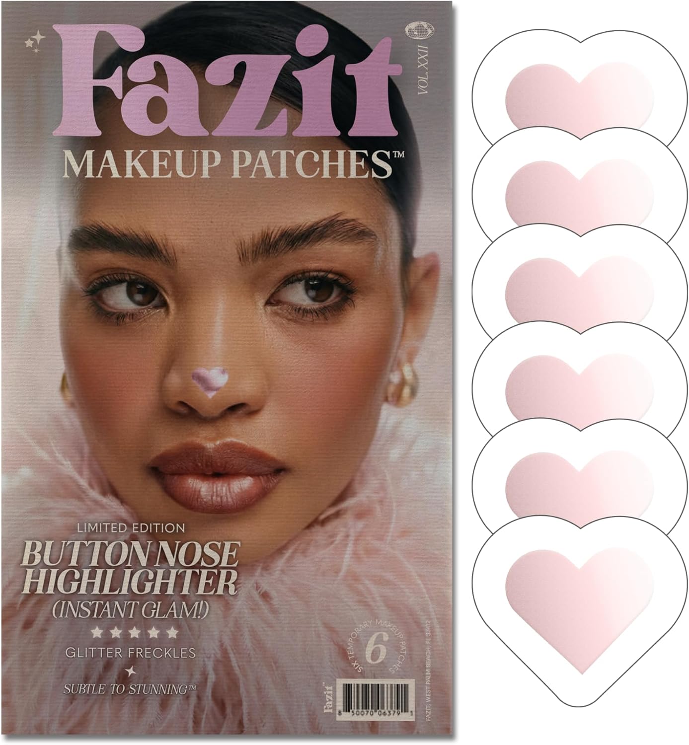 Fazit Makeup Patches – Button Nose Highlighter – Glow Up Make-Up Patches – Cute Glitter Makeup Accessories for Women – Cosmetic Glitter for Face