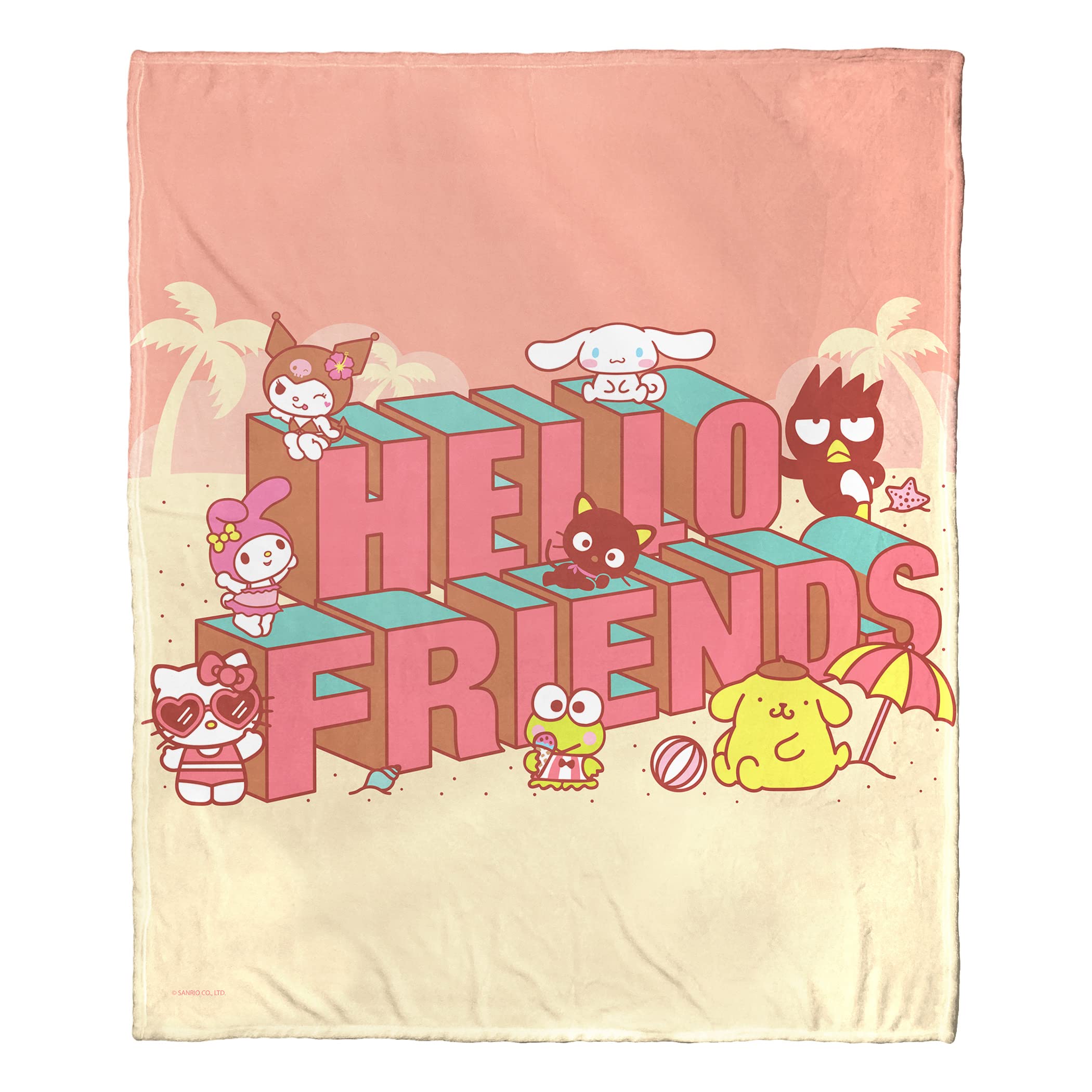 Plaid Hello Kitty plage 127x152 cm pour des soirées cinéma en famille