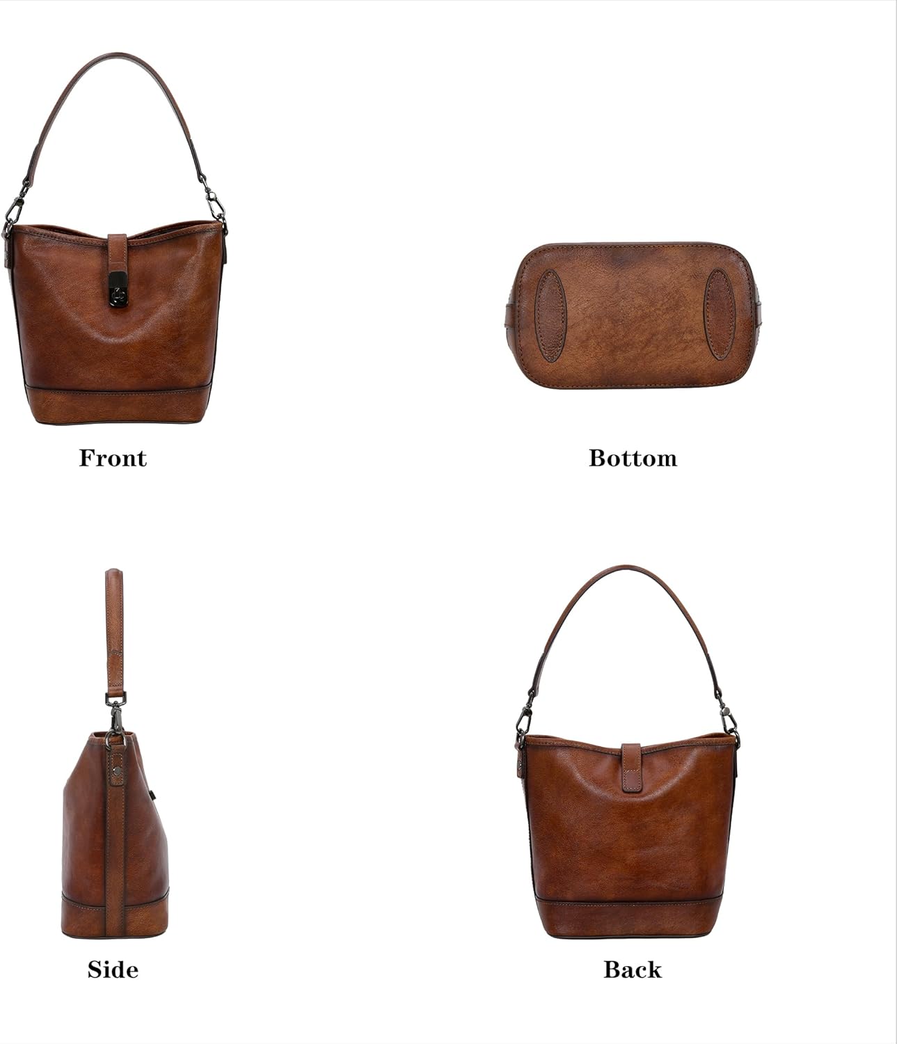HESHE Leather Crossbody Bags for Women Designer Shoulder Purse Hobo Handbags Bucket Purse Everyday