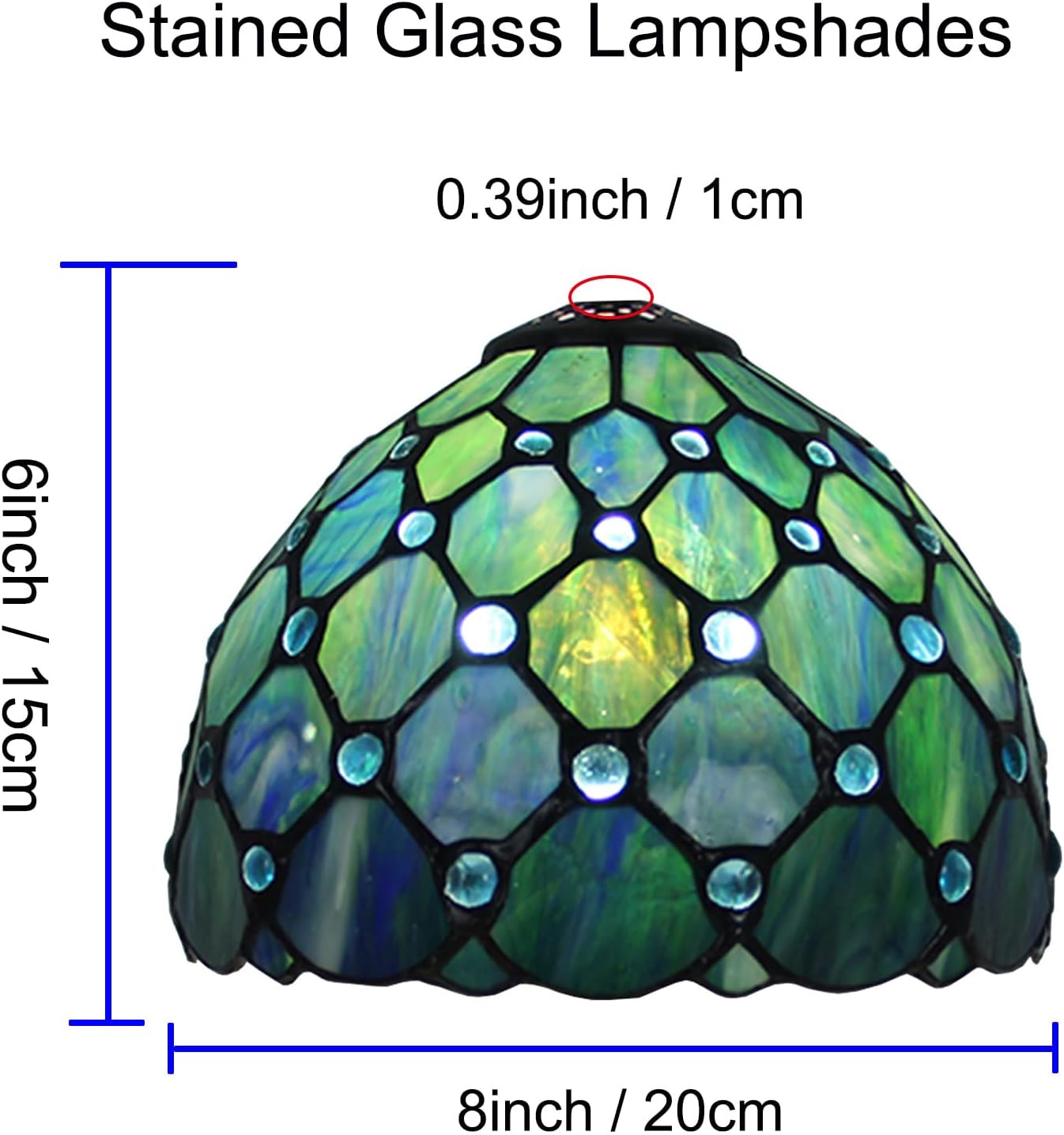 8 Inch Wide Tiffany Lamp Shade Accessories Replacement Only Stained Glass Bead Lampshades Vintage Amber Beads Light Cover for Table Lamp Pendant Light Desk Light,Green