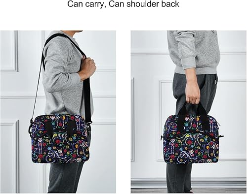 Miniatura 6 de Bolsa de almuerzo aislada con diseño de gatos y calaveras de azúcar, bolsa de almuerzo reutilizable, bolsa refrigerante para mujeres, caja de