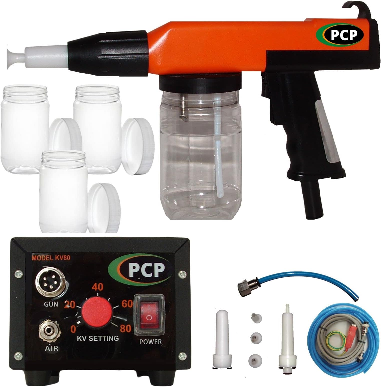 Model KV80 Powder Coating Gun Kit System Perfect Electrostatic Spray Powder Coat Machine for Home and Small Business Powder Coaters