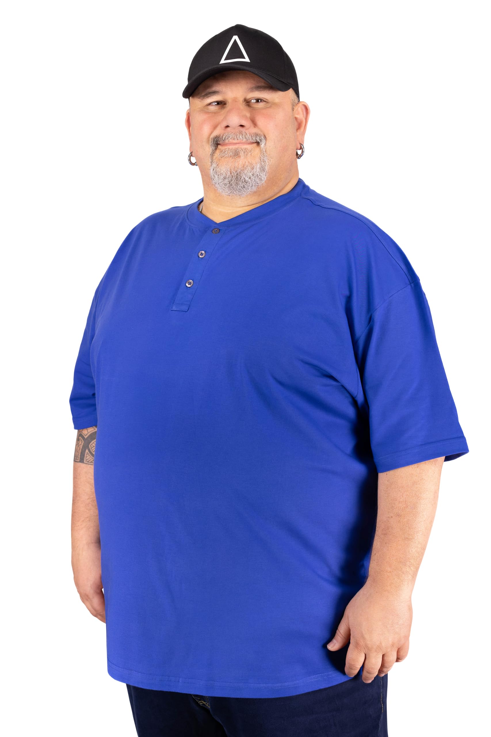 ADAMO Men's Serafino T-Shirt with Button Tape Regular FIT in oversizes up to 10XL Royal Blue