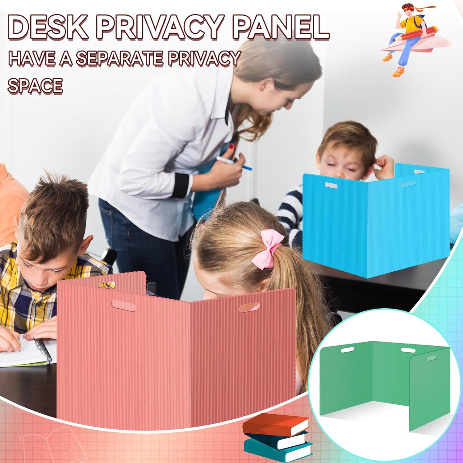 24 Pcs Desk Dividers for Students Plastic Durable and Waterproof Privacy Folders Shields Test Dividers with Classroom Privacy Boards for School Study Teacher Supplies (Multicolor)
