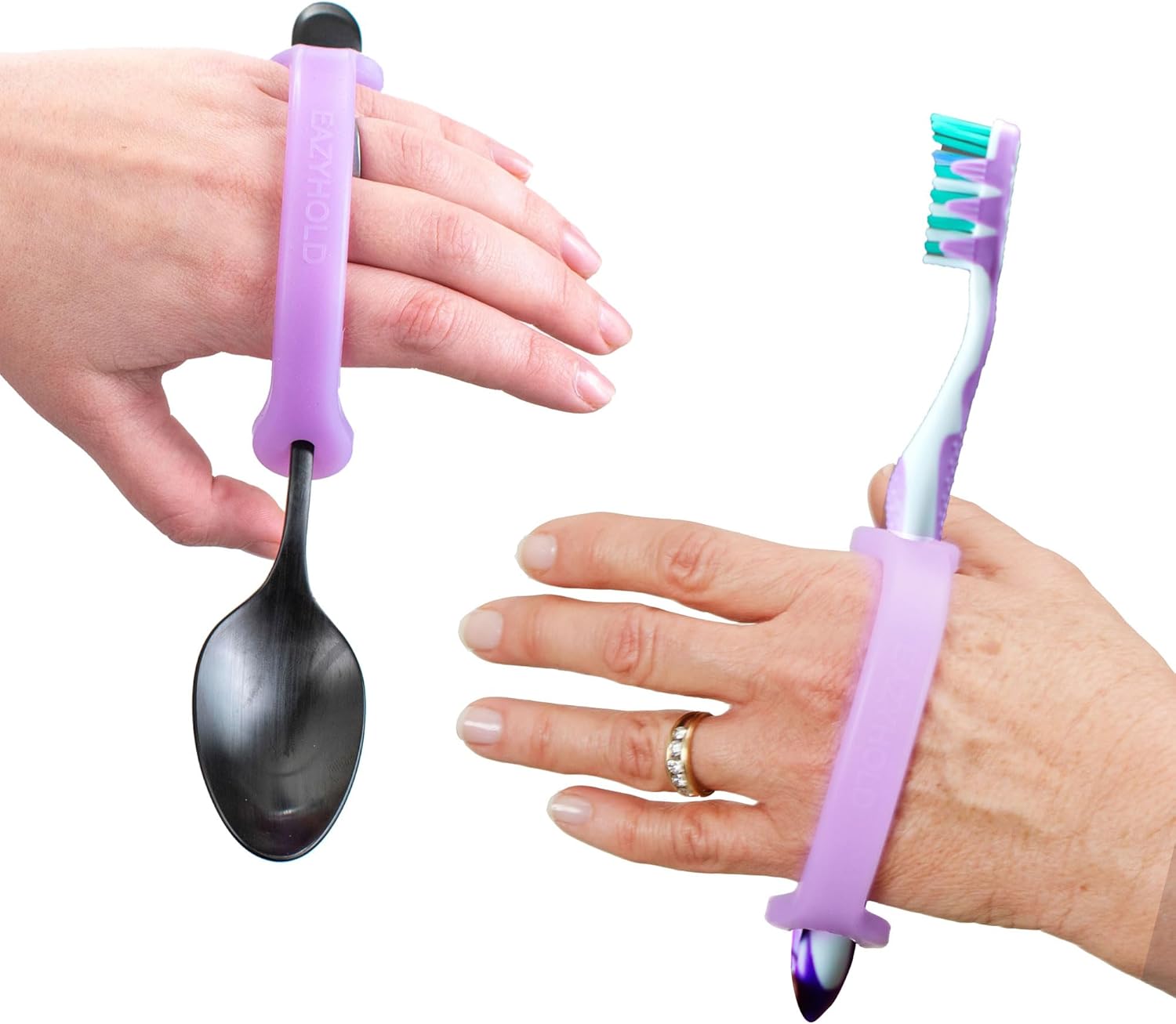 EaZyHold Kitchen 3-Pack - Grip Aid for Cooking, Eating and Drinking - Daily Living Silicone Adaptive Utensils Holder