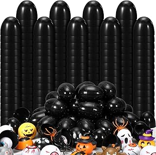 100 Pieces Halloween Eggs Halloween Plastic Eggs Halloween Easter Eggs Halloween Egg Hunt Scavenger Hunt for Halloween Party Supplies Trick or Treat Candy Box for Halloween Party Supplies (Black)