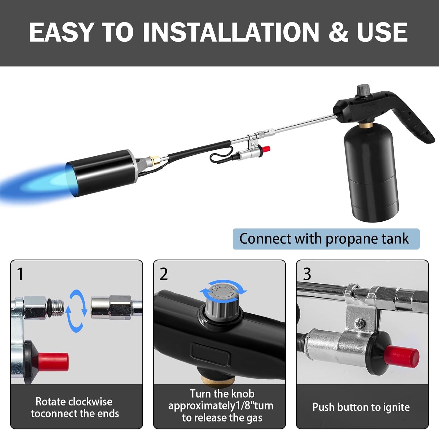 Propane Torch Burner Weed Torch, High Output 1200,000 BTU Blow Torch with Flame Control 30 Inch Detachable Long Arm for Roof Asphalt,Ice Snow,Road Marking,Charcoal