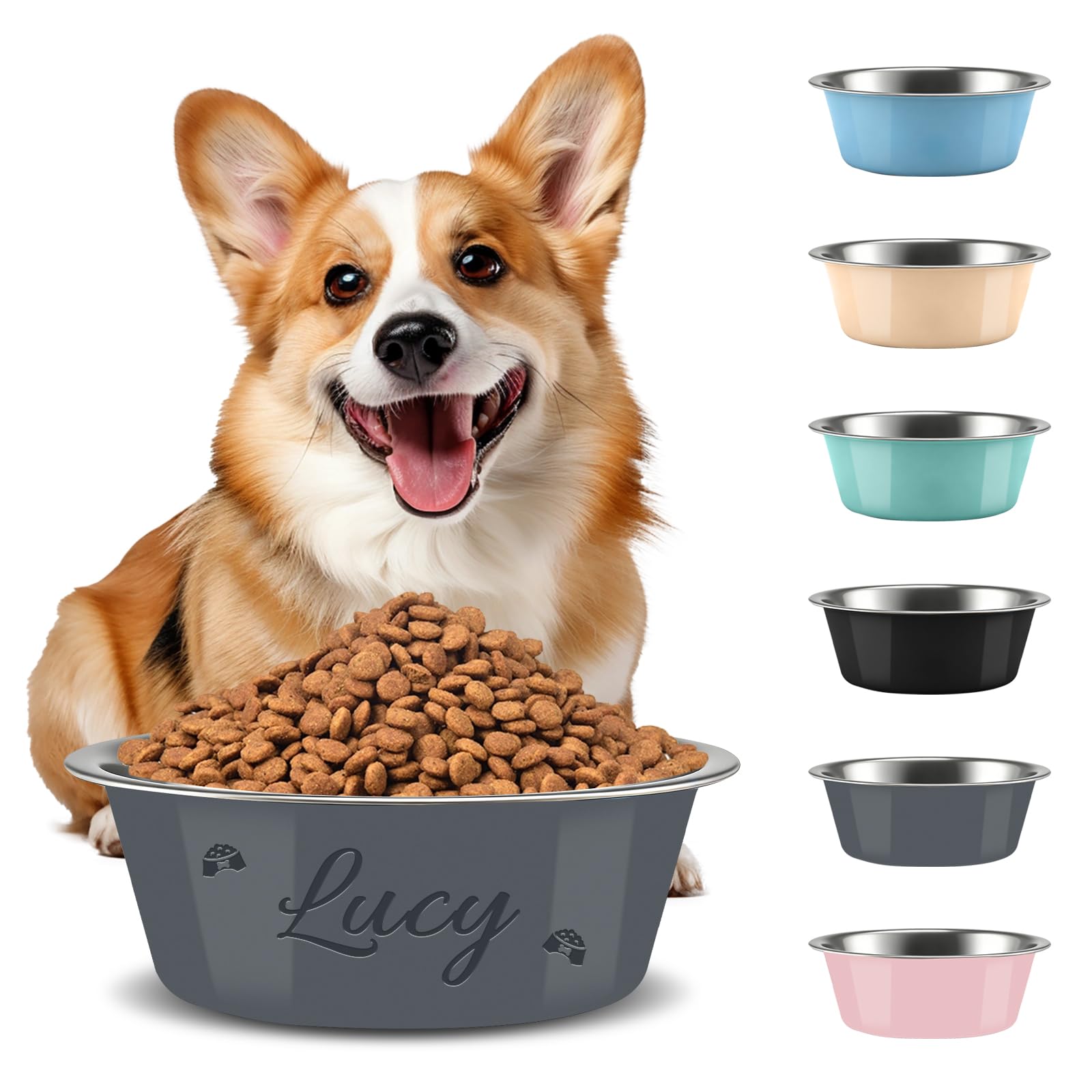 Personalised Dog Bowl Engraved Stainless Steel Non Slip Pet Bowl With Silicone Base | Custom Dog Bowls Dishwasher Safe | Personalised Name Gift For Medium Large Dogs Cats#6