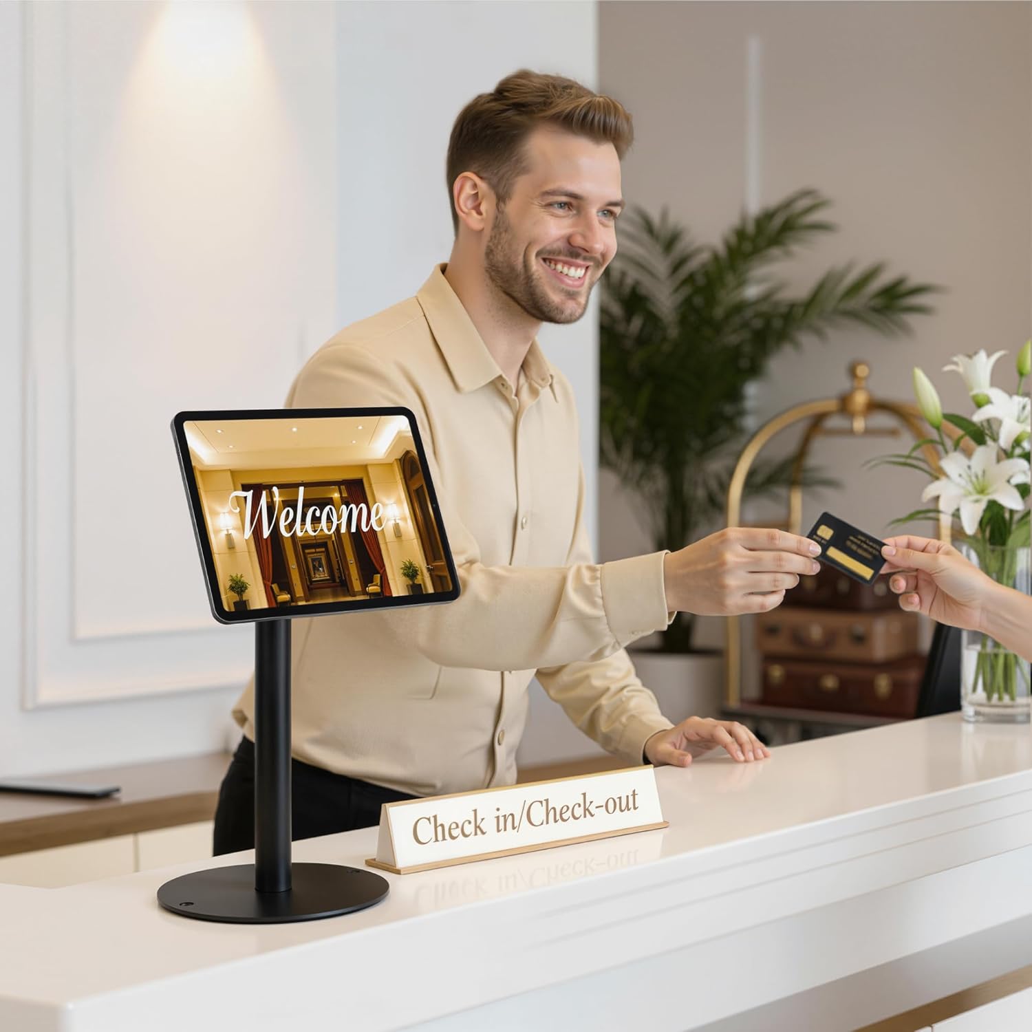 monTEK Anti-Theft Tablet Stand, Frameless Universal Tablet Kiosk with Security Lock Fit 7”-15” Screen Size, Compatible with IPad Pro/Air/Mini and Samsung Tab, Black