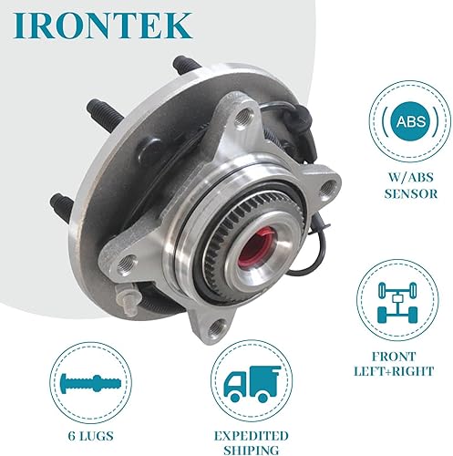 Miniatura 2 de IRONTEK Conjunto de rodamiento de cubo de rueda delantera (6 lengüetas 4WD con ABS) se adapta a 2004-2005 para Ford para F-150, 2004 para Ford para