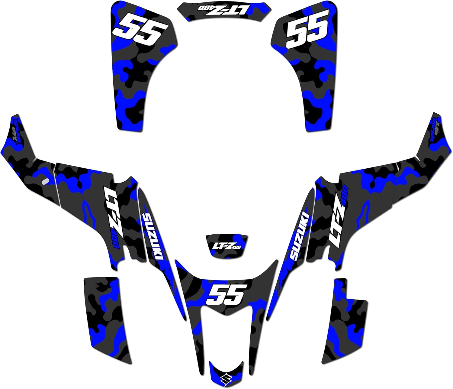 Graphics Kit for Suzuki LTZ400 (2003-2008) Invasion Series Blue 16 Mil - ATV UTV Custom Racing Graphics Stickers Decals Kit, no-Plastics