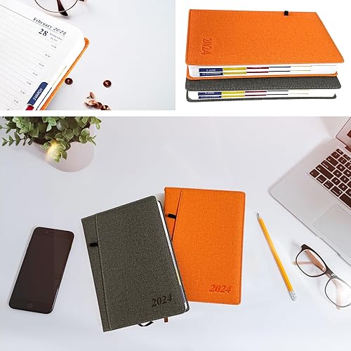 Miniatura 7 de 2024 PlannerAppointment Book, Daily Hourly & Monthly Planner (January 2024 to December 2024) Thick Paper + Pen Loop + Pocket + Monthly Tabs, 8.26" x