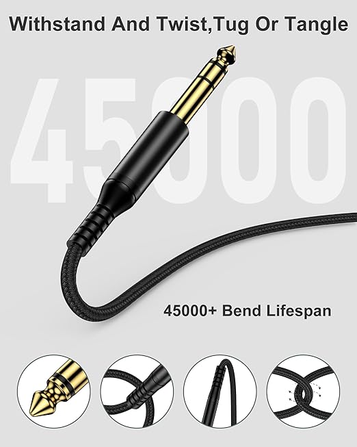 Cable de audio estéreo 3.5mm a 6.35mm, trenzado, 2m, AILKIN miniatura 3