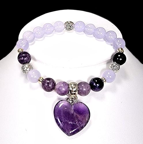 Miniatura 5 de Onyx Heart Charm Bracelet GENUINE NATURAL STONES Handmade Bracelet Black Onyx Pearls Rose Quartz Powerful HEART CHAKRA Stone Birthstone Bracelet USA