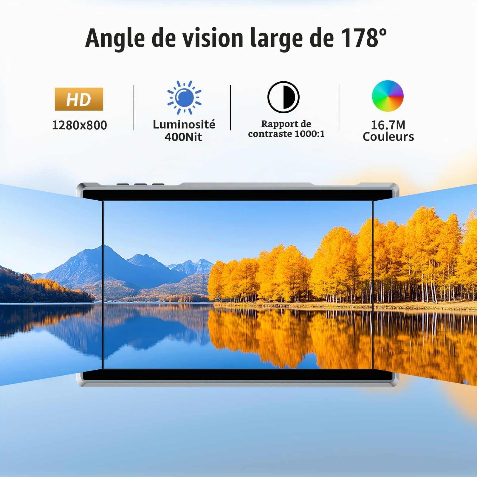 FEELWORLD FW759 Pro 7 Pouces écran Tactile Moniteur de Terrain avec Batterie 4400 mAh, résolution IPS HDMI 4K 1280 x 800, Format 9:16, marqueur de Mise au Point, entrée/Sortie vidéo Full HD