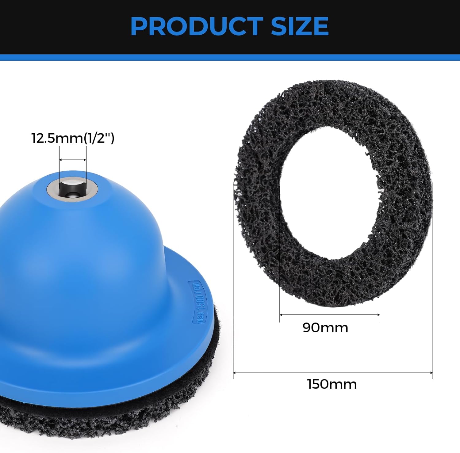 Professional Wheel Hub Grinder Resurfacing Cleaning Kit, Wheel Hub Grinder Ball Head Car Cup Brush Cleaning Set, 1500rpm, 90mm ID 150mm OD for RV Truck Tire Change, Hub & Rim Removal Tool