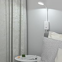 Vista 6 de LED Wall Mount Light with Remote Control for Reading Books in Bed, White Flexible Bedside Reading Lamp for Bedroom, Stepless Dimmable, 3X Lighting