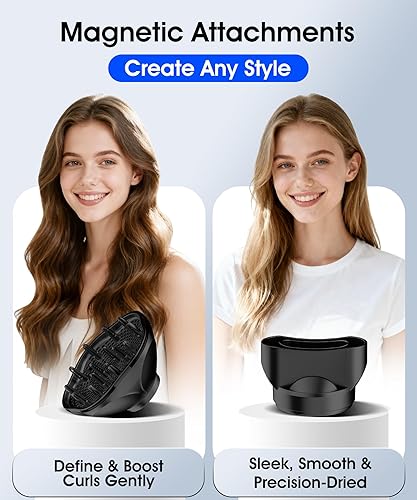 Miniatura 5 de Secador de pelo de viaje, mini secador iónico de doble voltaje para secado rápido, secador de pelo compacto y ligero con difusor magnético para el