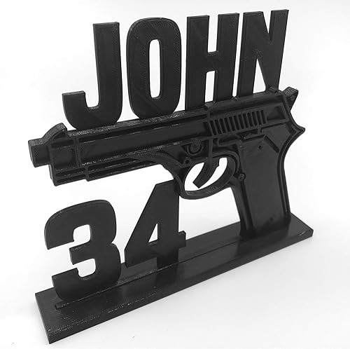 Miniatura 8 de Personalized GUN Birthday Cake Topper on Base with Name & Age for Enthusiast or Military Party Solid 3D Printed Plastic Keepsake Decoration