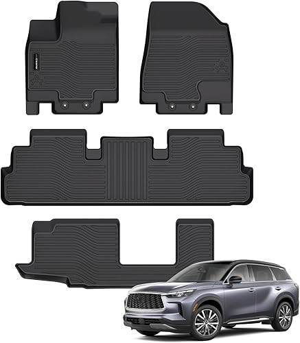 Auxko Alfombrillas para todo tipo de clima, aptas para Nissan Pathfinder 2022 2023 (8 asientos), Infiniti QX60 2022 2023 (7 asientos), juego de