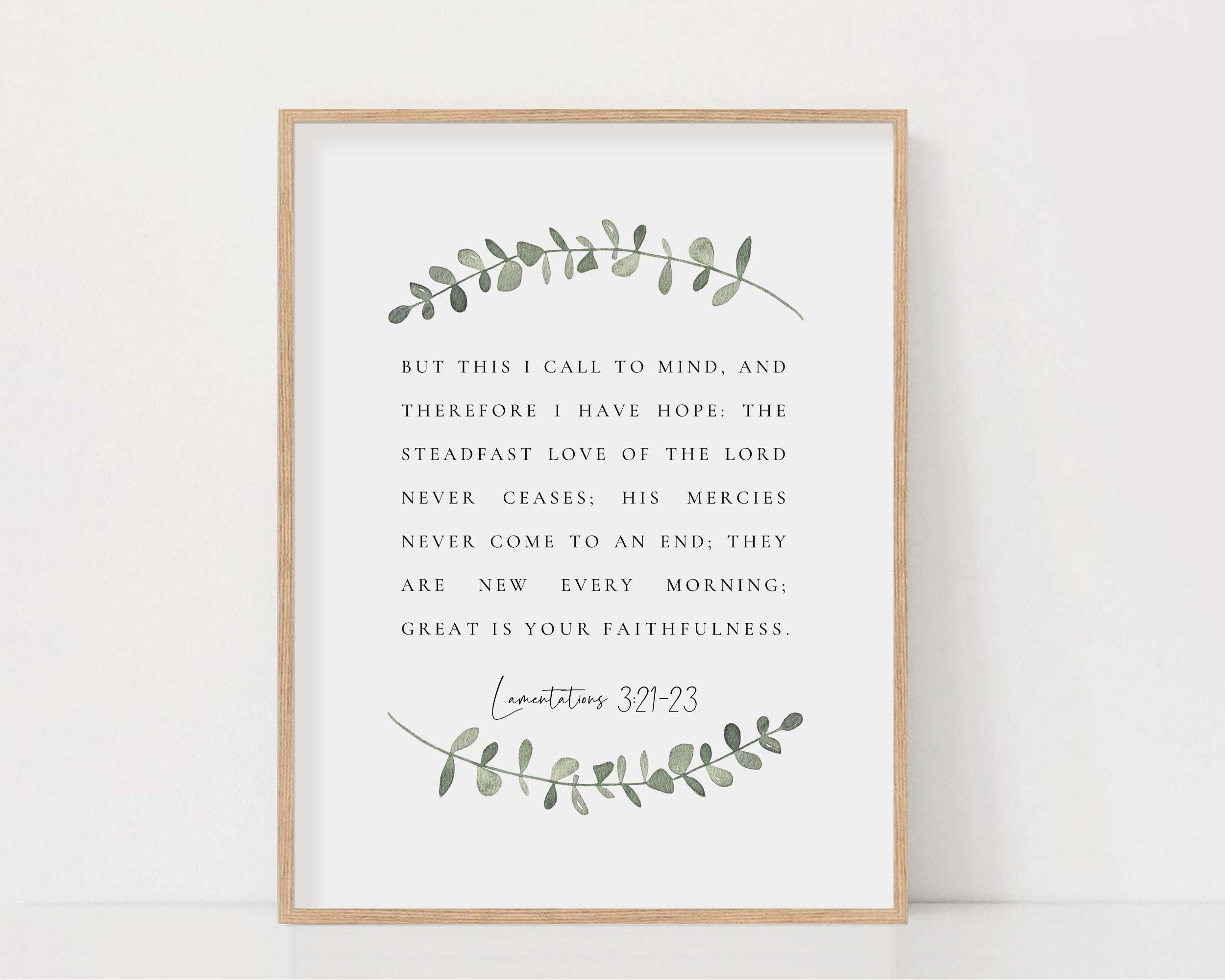Lamentations 3:21-23 His Mercies Are New Every Morning Bible Verse Print Botanical Scripture Wall Art For Christian Home, Posters And Prints/9