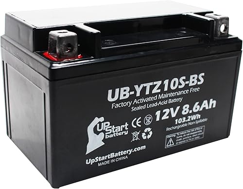 Reemplazo de batería YTZ10S-BS (8.6 Ah, 12 V, sellada) Activada de fábrica, batería sin mantenimiento compatible con - 2015 FZ-07, 2006 CBR1000RR,