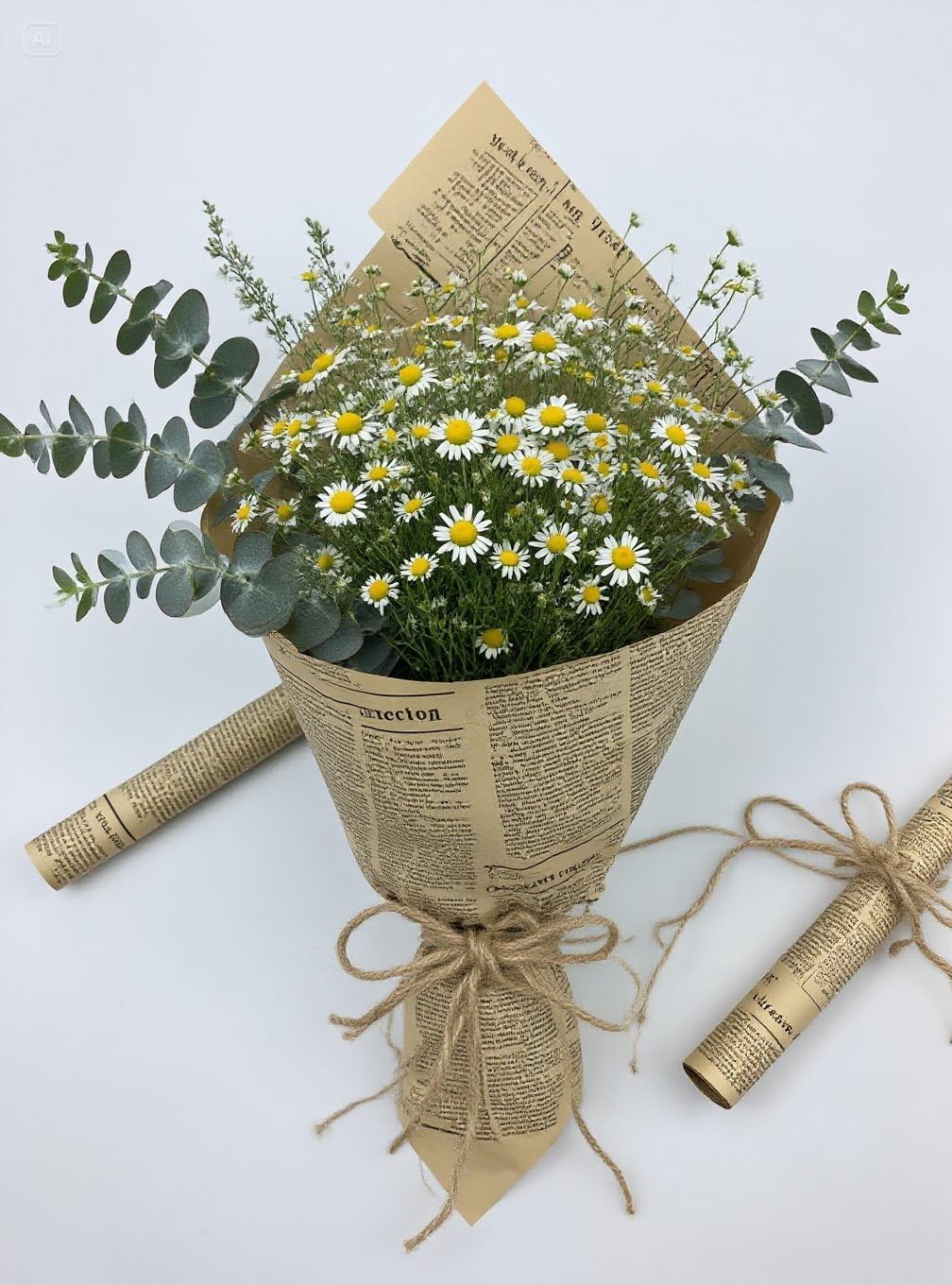 Vintage Newspaper Tissue Paper Bulk for Gift Bags, 27.6x19.7 in, 50 Sheets Brown Wrapping Paper for Gifts and Floral Arrangements, Christmas Birthday Party Holidays Filler Decor