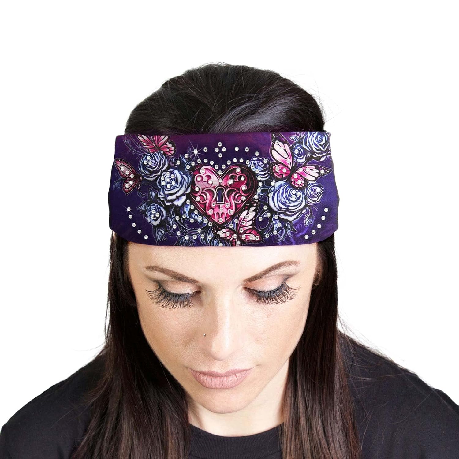 Milwaukee Leather | Bling Designed Wide Headbands-Headwraps for Women Biker Bandana - One Size