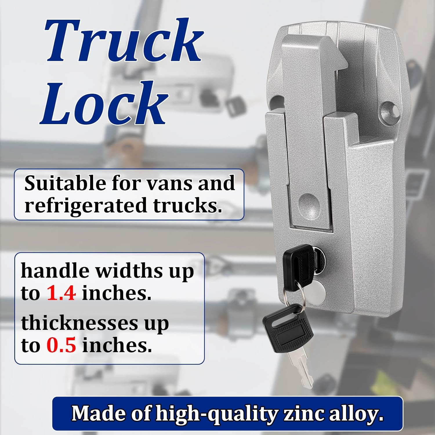 Frienda 2 Pack Truck Door Locks Keyed Locking Alike Aluminum Alloy Latch Silver for Cargo Trailers Containers Toolboxes 6.5x4 Inches (4 Keys)