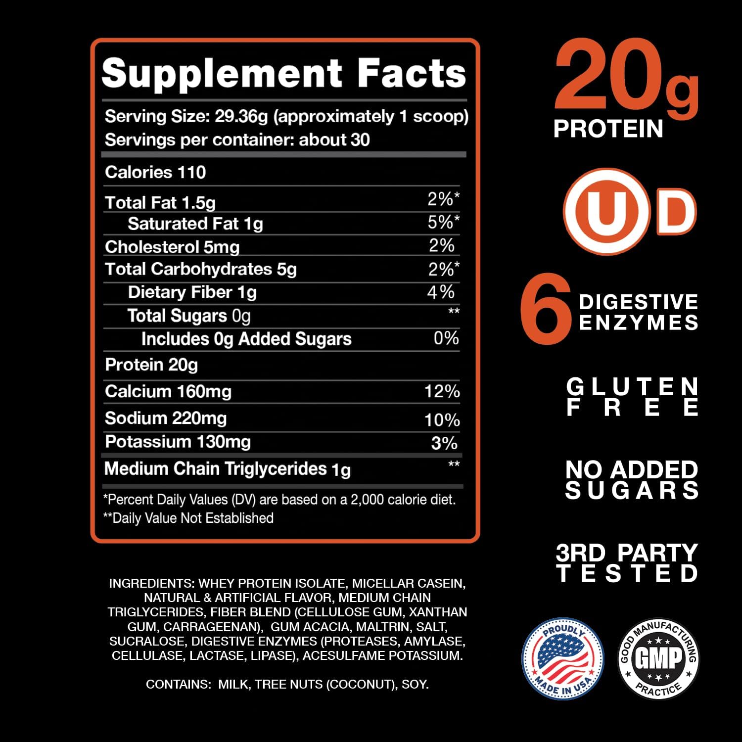 Devotion Nutrition Protein Powder Blend | Gluten Free, Keto Friendly, No Added Sugars | 1g MCT | 20g Whey & Micellar Protein | 2lb Tub (Salted Caramel Cone) - Image 3