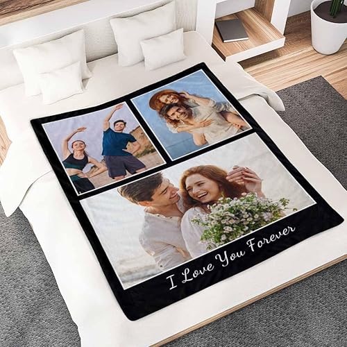 Miniatura 3 de Mantas personalizadas con fotos, mantas personalizadas con texto "I Love You", manta conmemorativa personalizada, regalo de cumpleaños para
