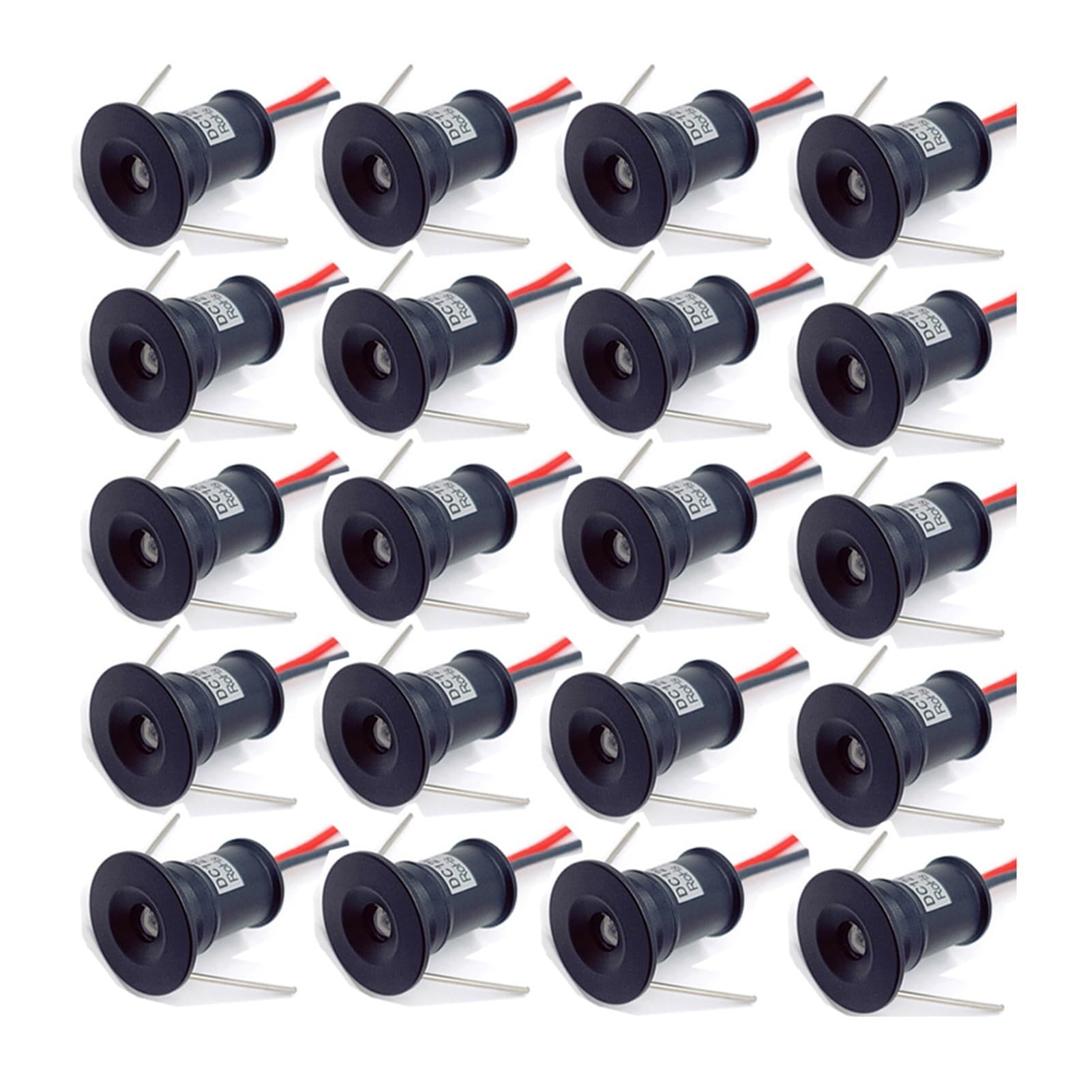 LGJEGD Mini 1W DC12V Black Shell Downlight 15mm Recessed Dimmable Spot Light with 36W Transformer, 20 Pack(Blue light,120 degrees)
