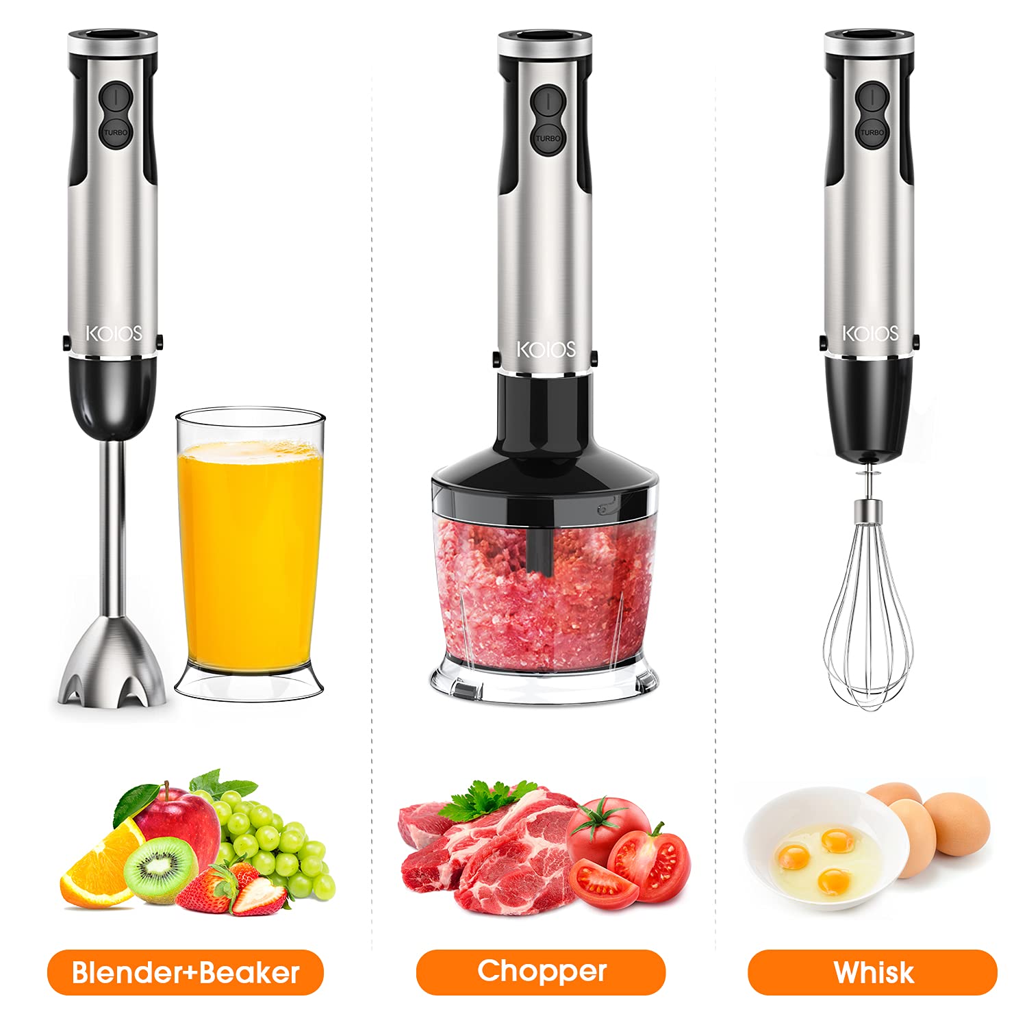 KOIOS Hand Blender,800W 12Speed 4in1 Multipurpose Immersion Blender