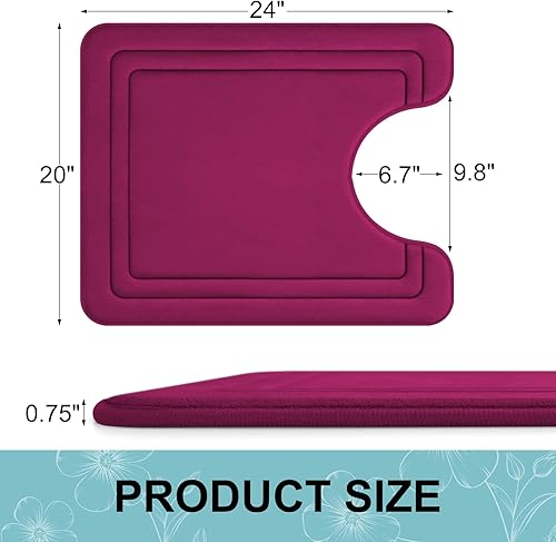 Miniatura 10 de Grandaily Alfombras de espuma viscoelástica en forma de U de 24 x 20 pulgadas, ultra suaves, antideslizantes y absorbentes, tapetes de baño para