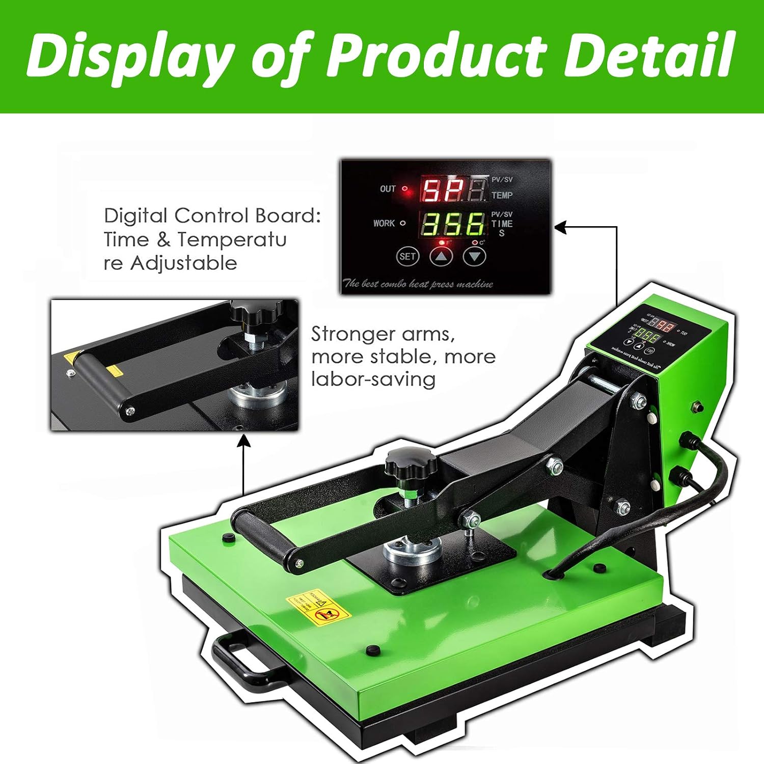 Slide Out 15x15 Inch Heat Press Machine with LED Digital Controller Sublimation Transfer Machine Industrial Home DIY Heat Press, Heat Press Machine for T-Shirt, Mouse Pad, Canvas Bags (Green)