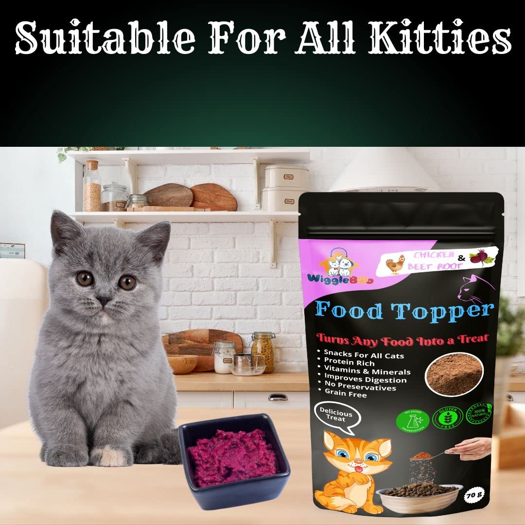 WiggleBoo Magical Cat Food Topper || Joy of Best Taste || Chicken & Beet Root Flavour || Grain Free & Protein Rich || Super Energy Food || 70g 3