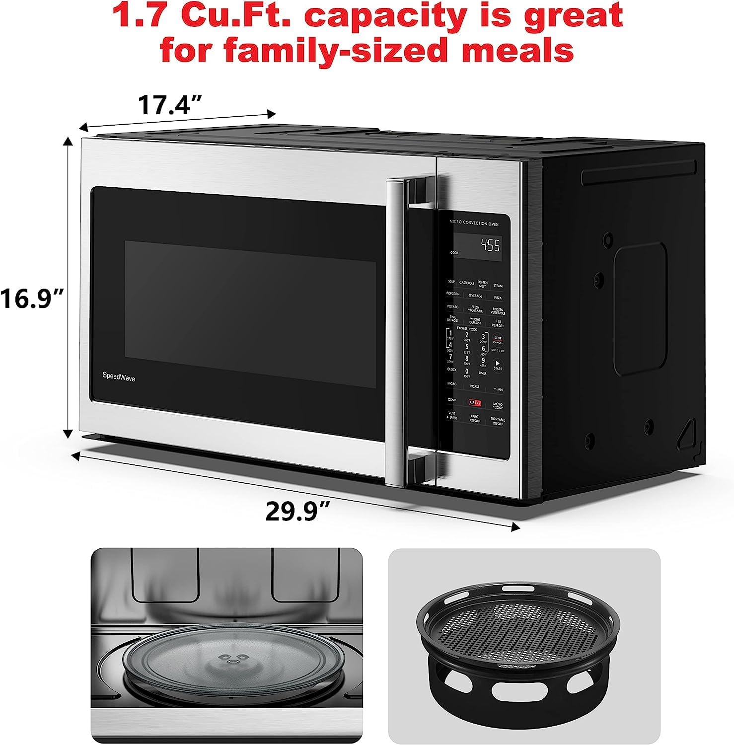 Dimensions of the Galanz 1.7 Cu.Ft. microwave oven
